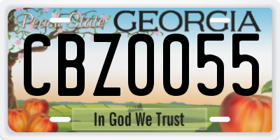 GA license plate CBZ0055
