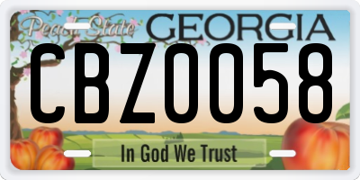 GA license plate CBZ0058
