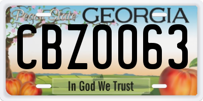 GA license plate CBZ0063