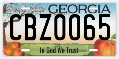 GA license plate CBZ0065