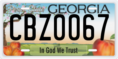 GA license plate CBZ0067