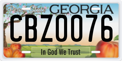 GA license plate CBZ0076