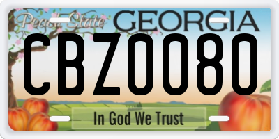 GA license plate CBZ0080
