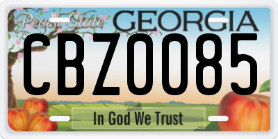 GA license plate CBZ0085