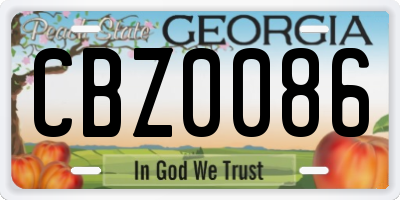 GA license plate CBZ0086