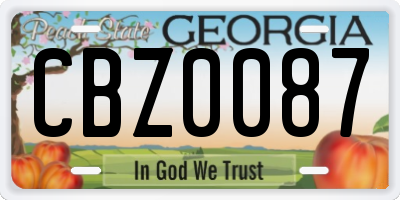 GA license plate CBZ0087