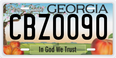 GA license plate CBZ0090
