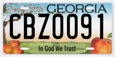 GA license plate CBZ0091