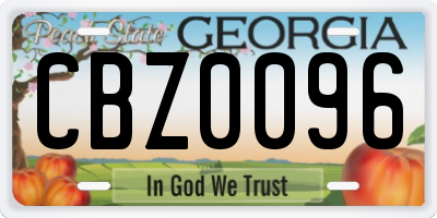 GA license plate CBZ0096