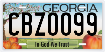 GA license plate CBZ0099