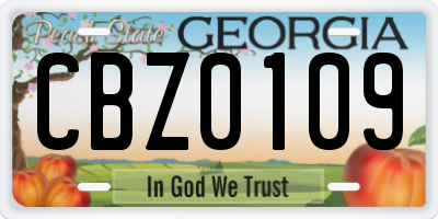 GA license plate CBZ0109