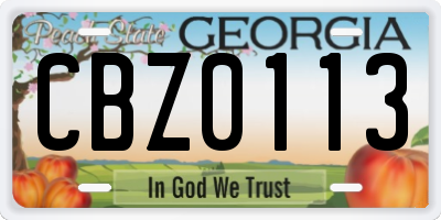 GA license plate CBZ0113