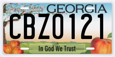 GA license plate CBZ0121