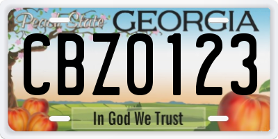 GA license plate CBZ0123
