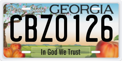 GA license plate CBZ0126