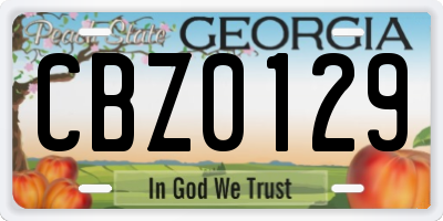 GA license plate CBZ0129