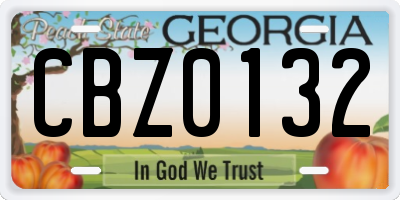 GA license plate CBZ0132