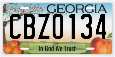 GA license plate CBZ0134