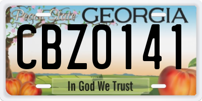 GA license plate CBZ0141