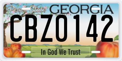 GA license plate CBZ0142