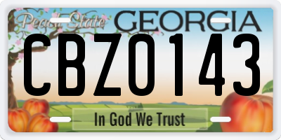 GA license plate CBZ0143