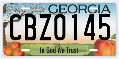 GA license plate CBZ0145