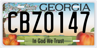 GA license plate CBZ0147
