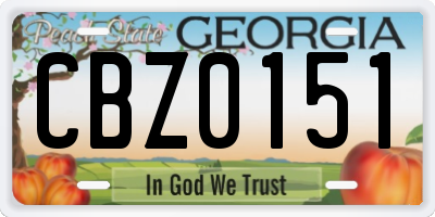 GA license plate CBZ0151