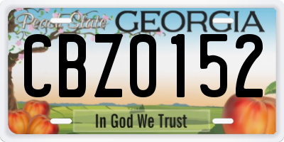 GA license plate CBZ0152