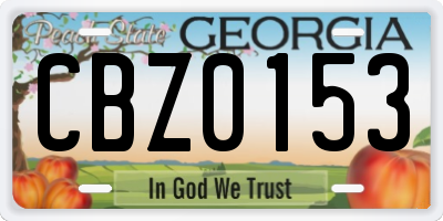 GA license plate CBZ0153