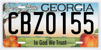 GA license plate CBZ0155