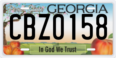 GA license plate CBZ0158