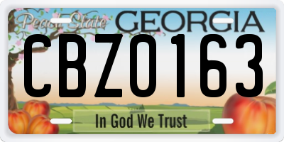 GA license plate CBZ0163
