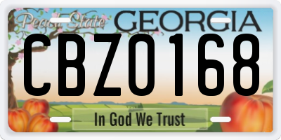 GA license plate CBZ0168