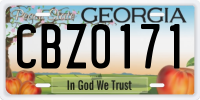 GA license plate CBZ0171