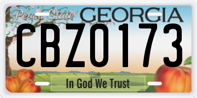 GA license plate CBZ0173