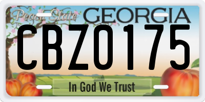 GA license plate CBZ0175