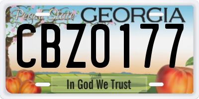 GA license plate CBZ0177