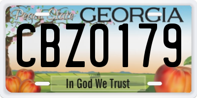 GA license plate CBZ0179