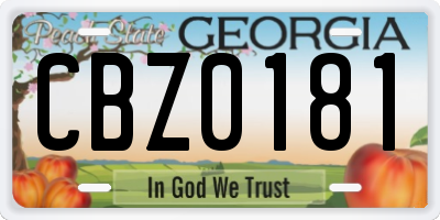 GA license plate CBZ0181