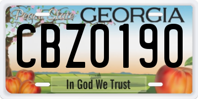 GA license plate CBZ0190