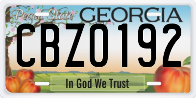 GA license plate CBZ0192