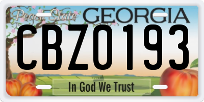 GA license plate CBZ0193