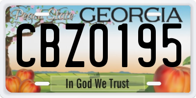 GA license plate CBZ0195