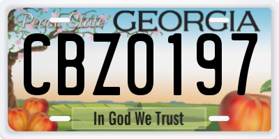 GA license plate CBZ0197