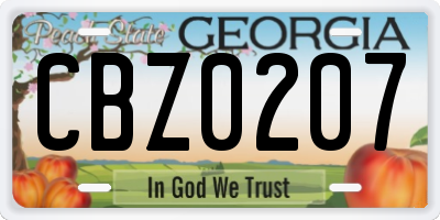 GA license plate CBZ0207