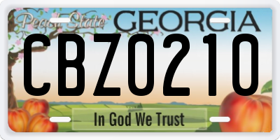 GA license plate CBZ0210