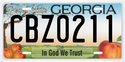 GA license plate CBZ0211