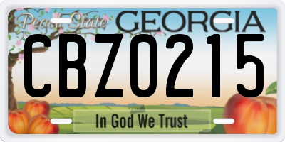 GA license plate CBZ0215