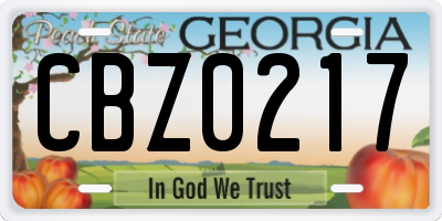 GA license plate CBZ0217